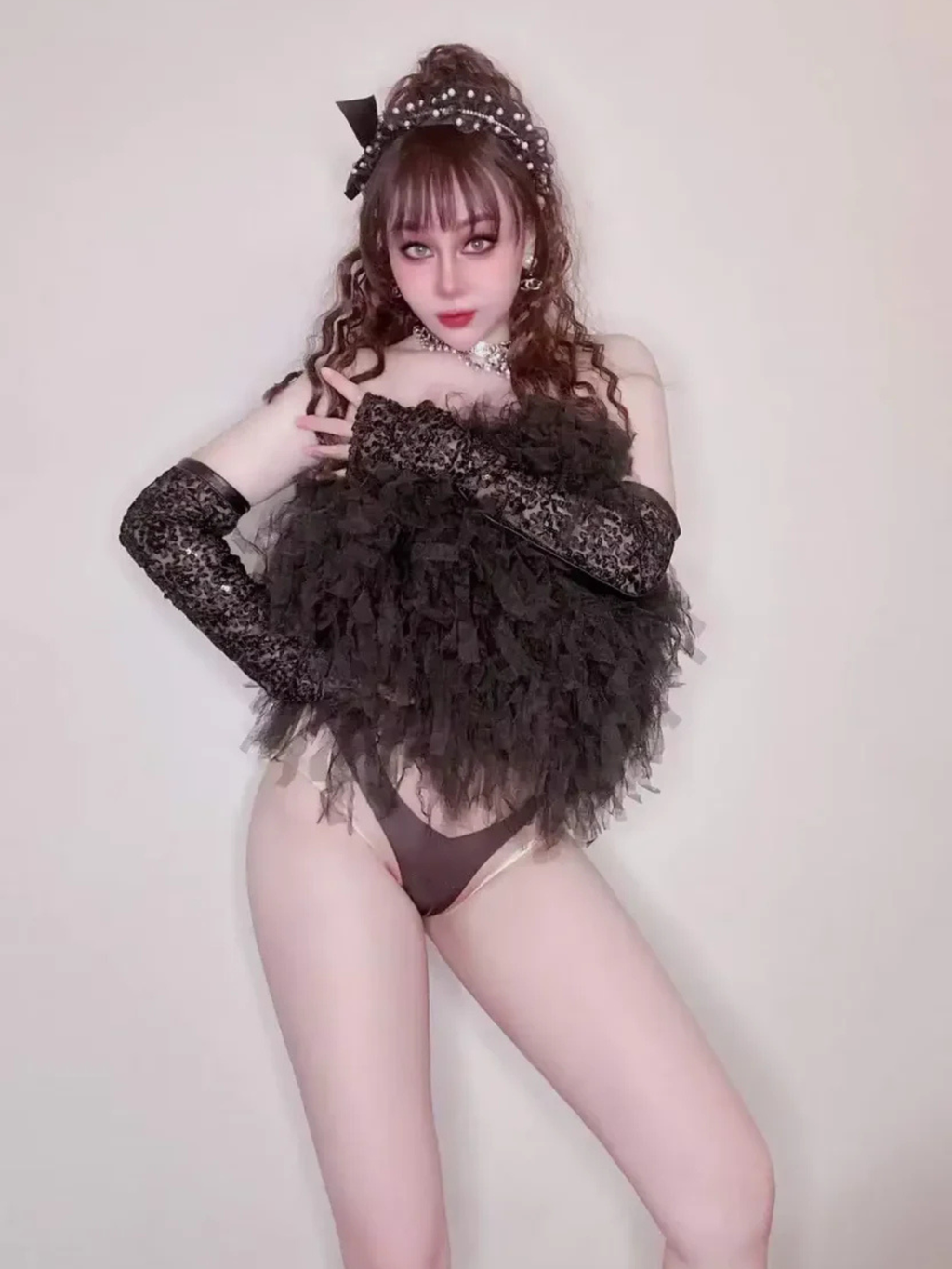Black Shaggy Drag Queen Dance Costume