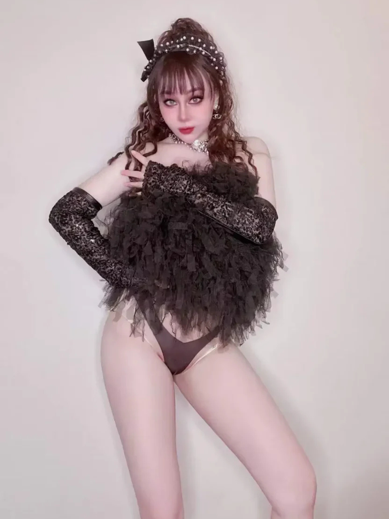Black Shaggy Drag Queen Dance Costume