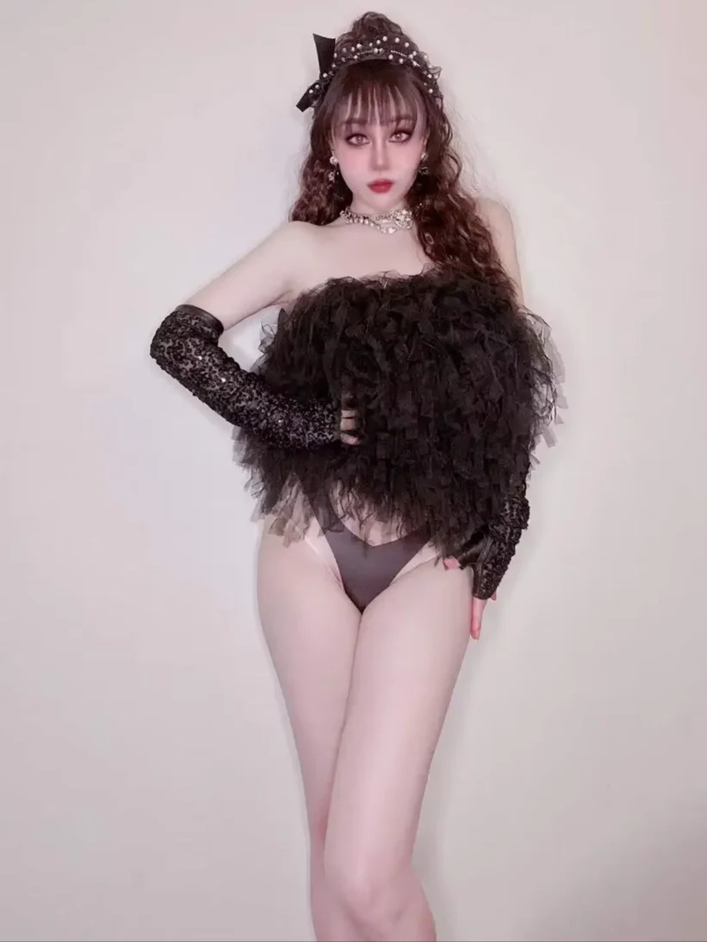 Black Shaggy Drag Queen Dance Costume