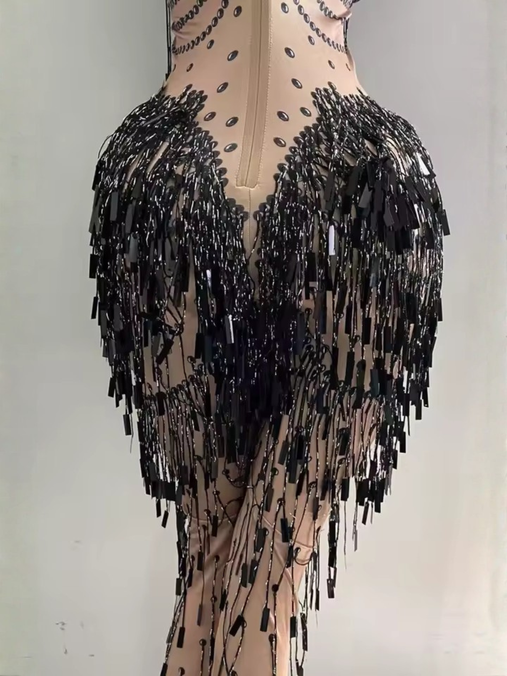 Black Fringe Sequince Drag Queen Lyrical Costume