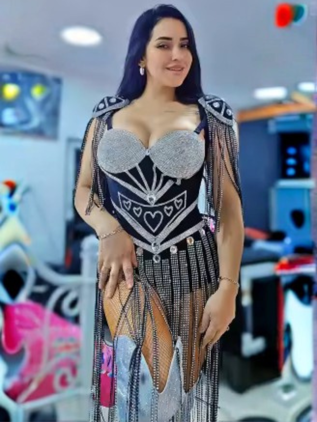 Black Cowgirl Fringe Sequince Costume