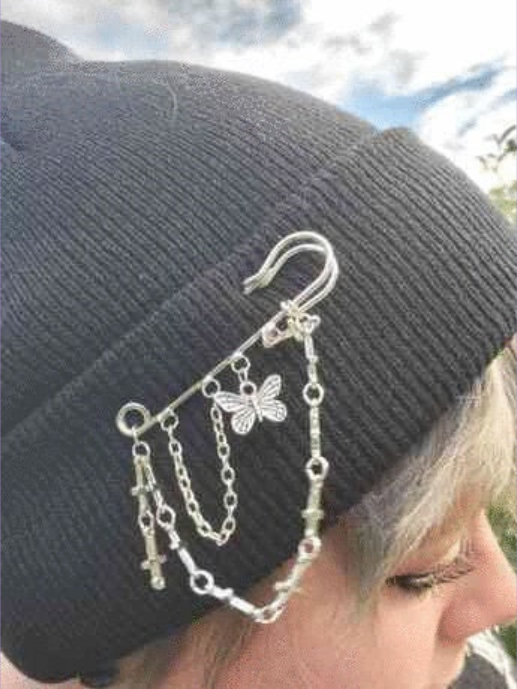 Black y2k Beanie Chain Hat Cap