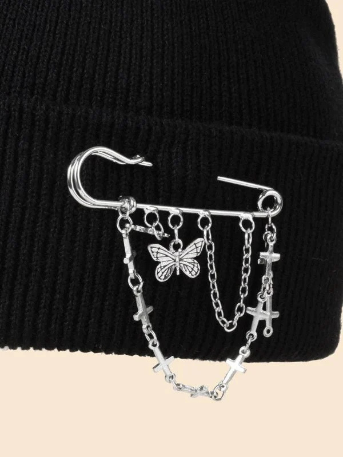 Black y2k Beanie Chain Hat Cap