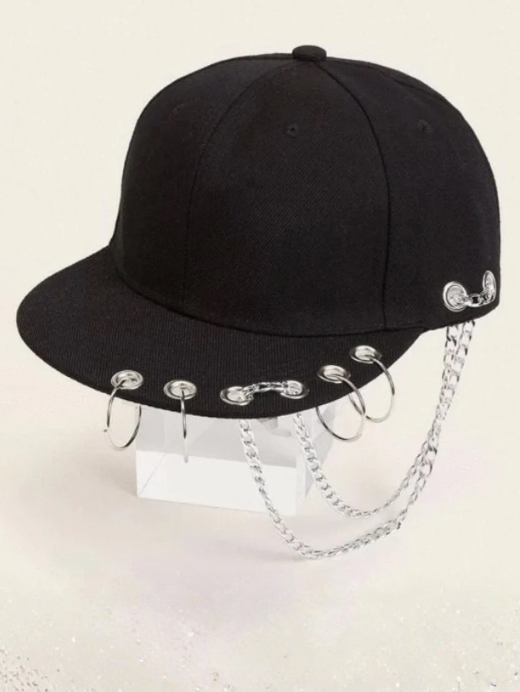 Black y2k Baseball Chain Hat Cap