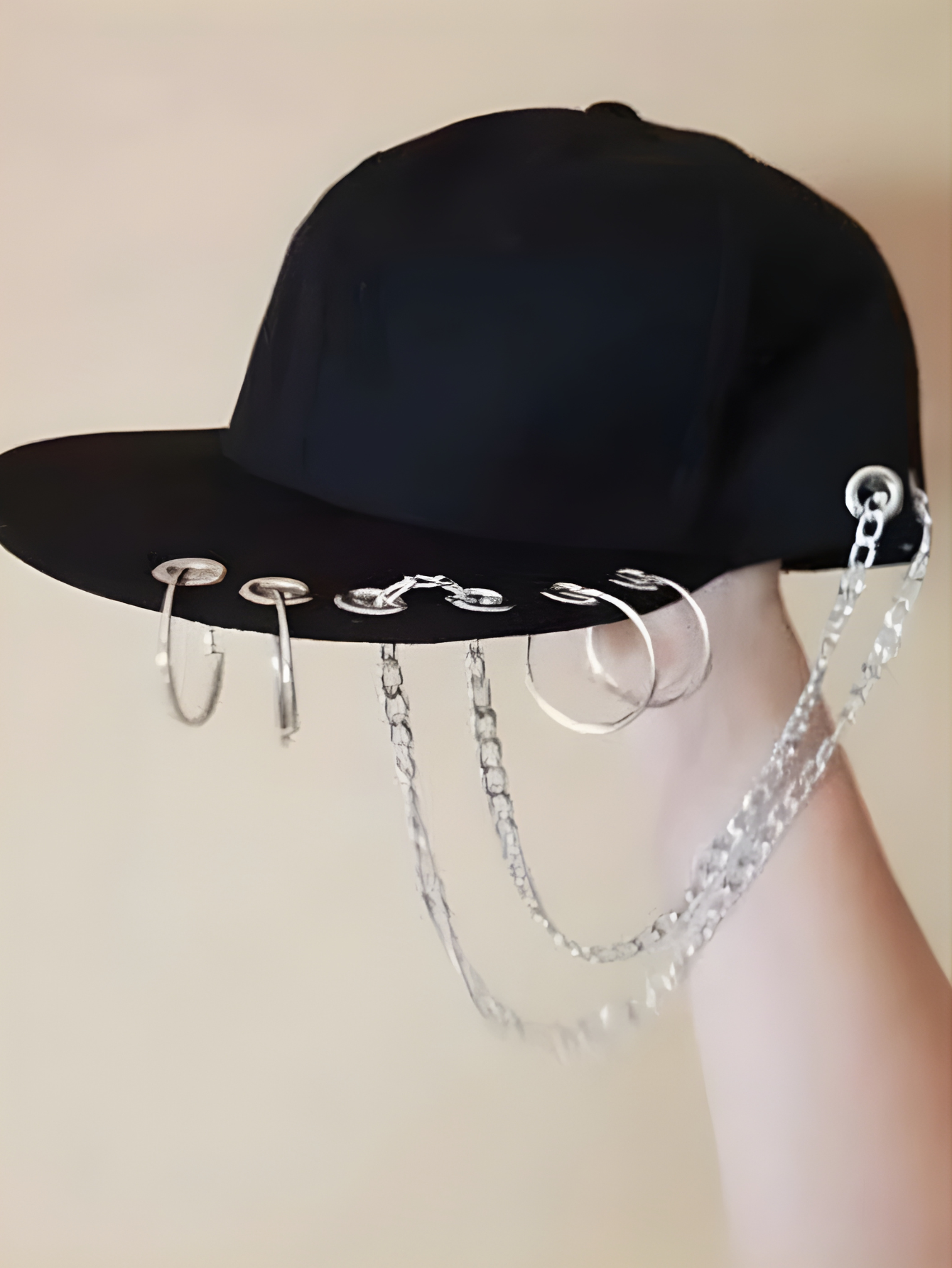 Black y2k Baseball Chain Hat Cap