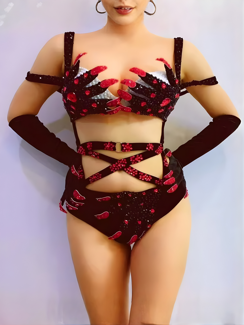 Black Red Bikini Drag Queen Beyonce Dance