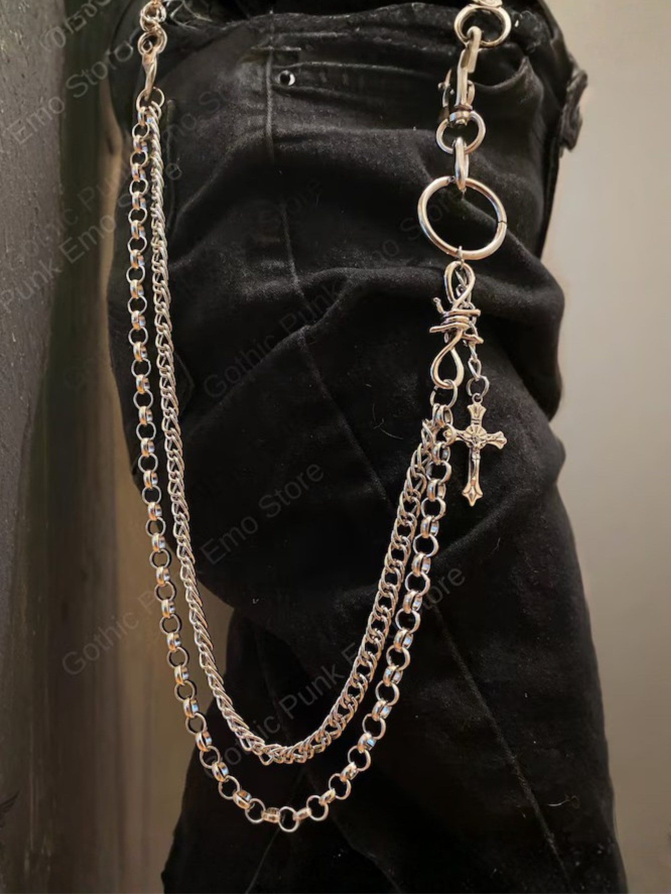 Cross Barbed Wire Pants Chain