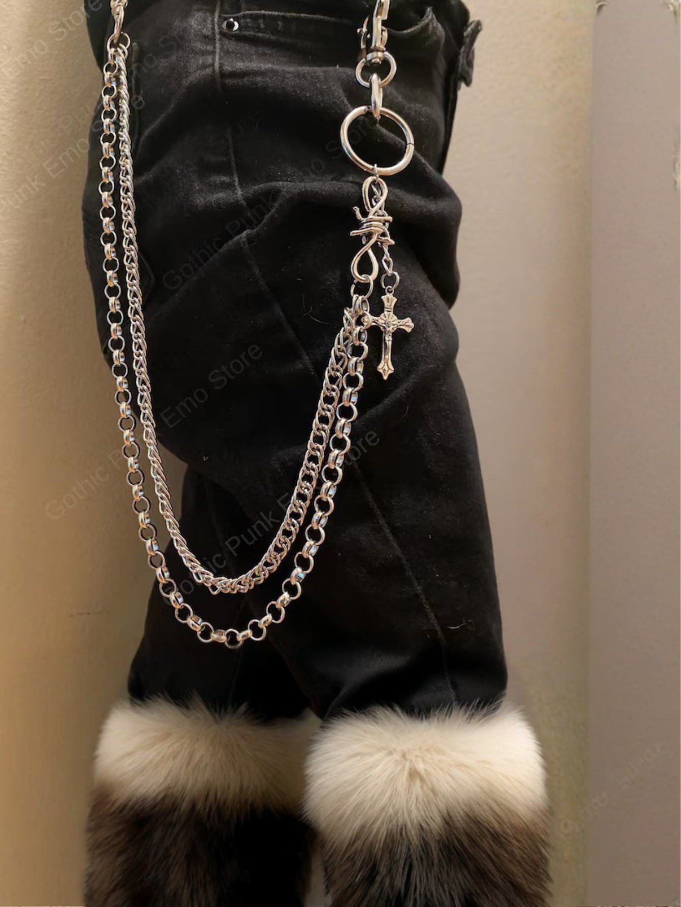 Cross Barbed Wire Pants Chain