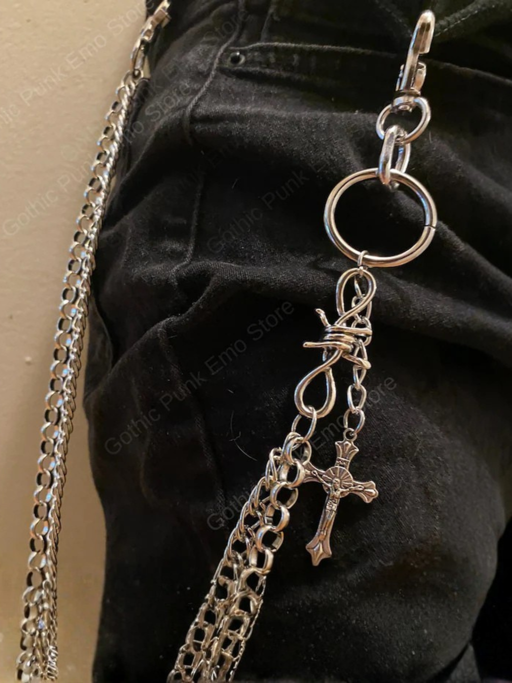 Cross Barbed Wire Pants Chain