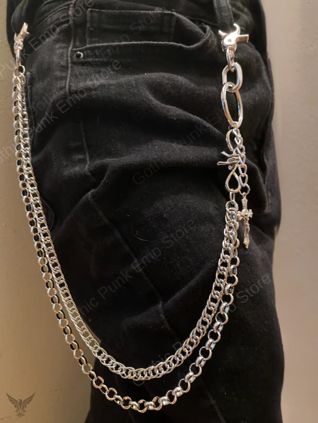 Cross Barbed Wire Pants Chain