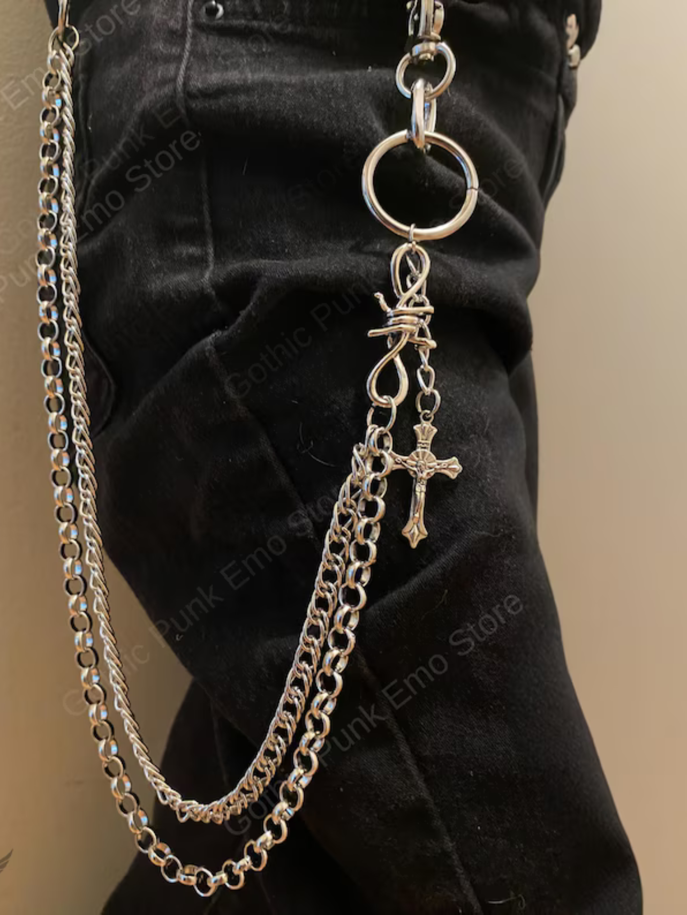 Cross Barbed Wire Pants Chain