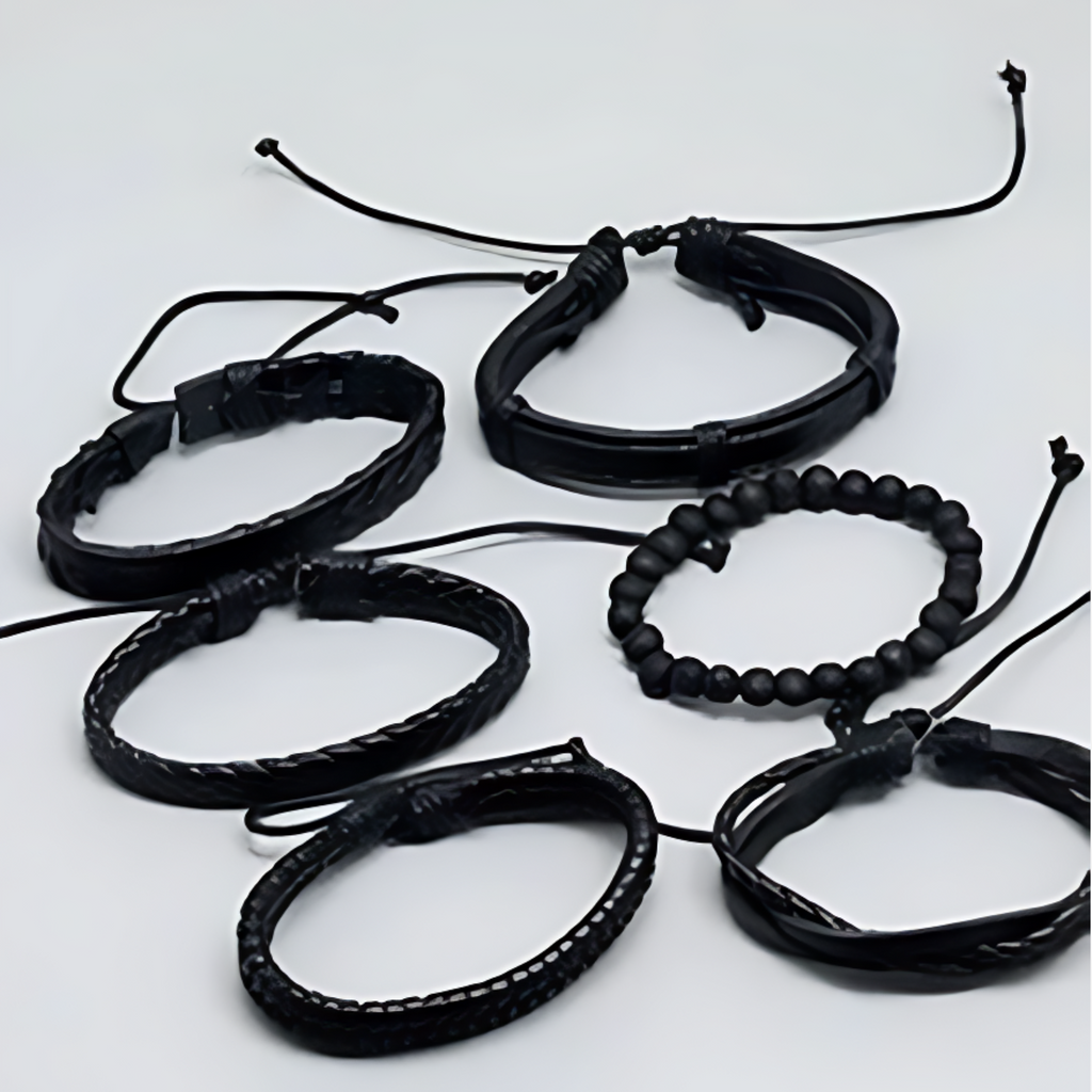 Black Woven Bracelet Set