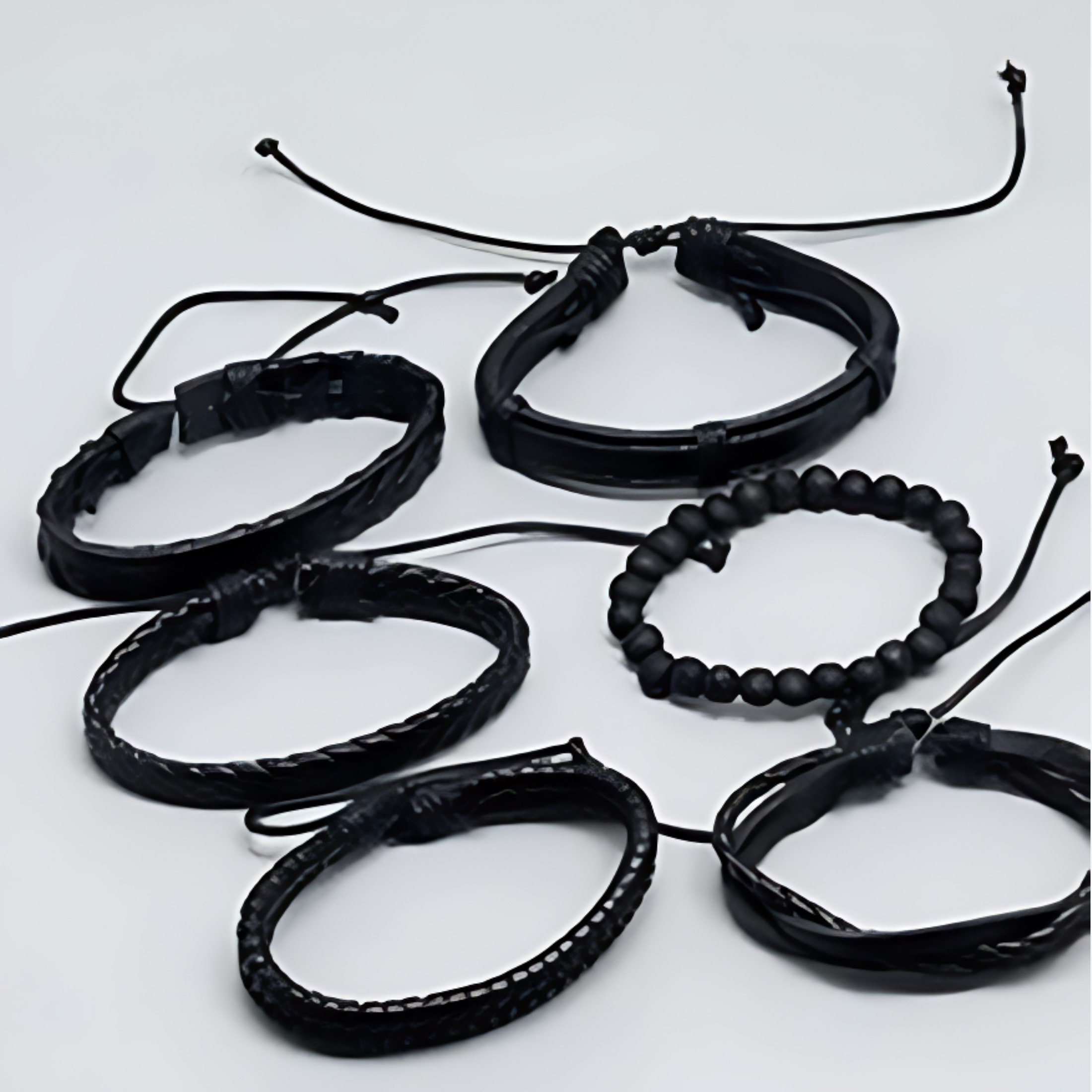 Black Woven Bracelet Set