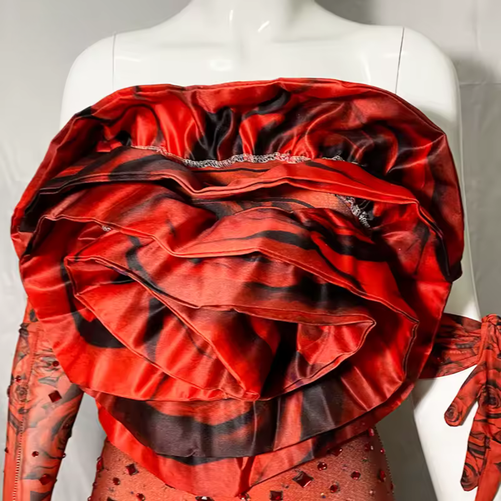 Red Rose Flower Drag Queen Monokini Set