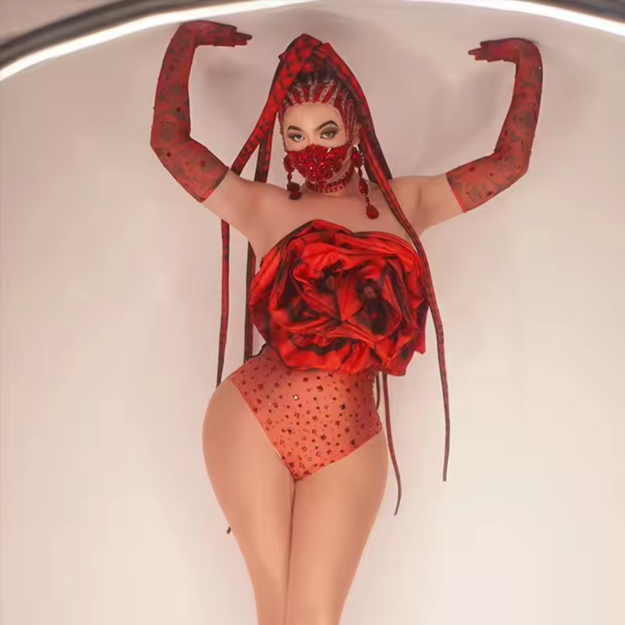 Red Rose Flower Drag Queen Monokini Set