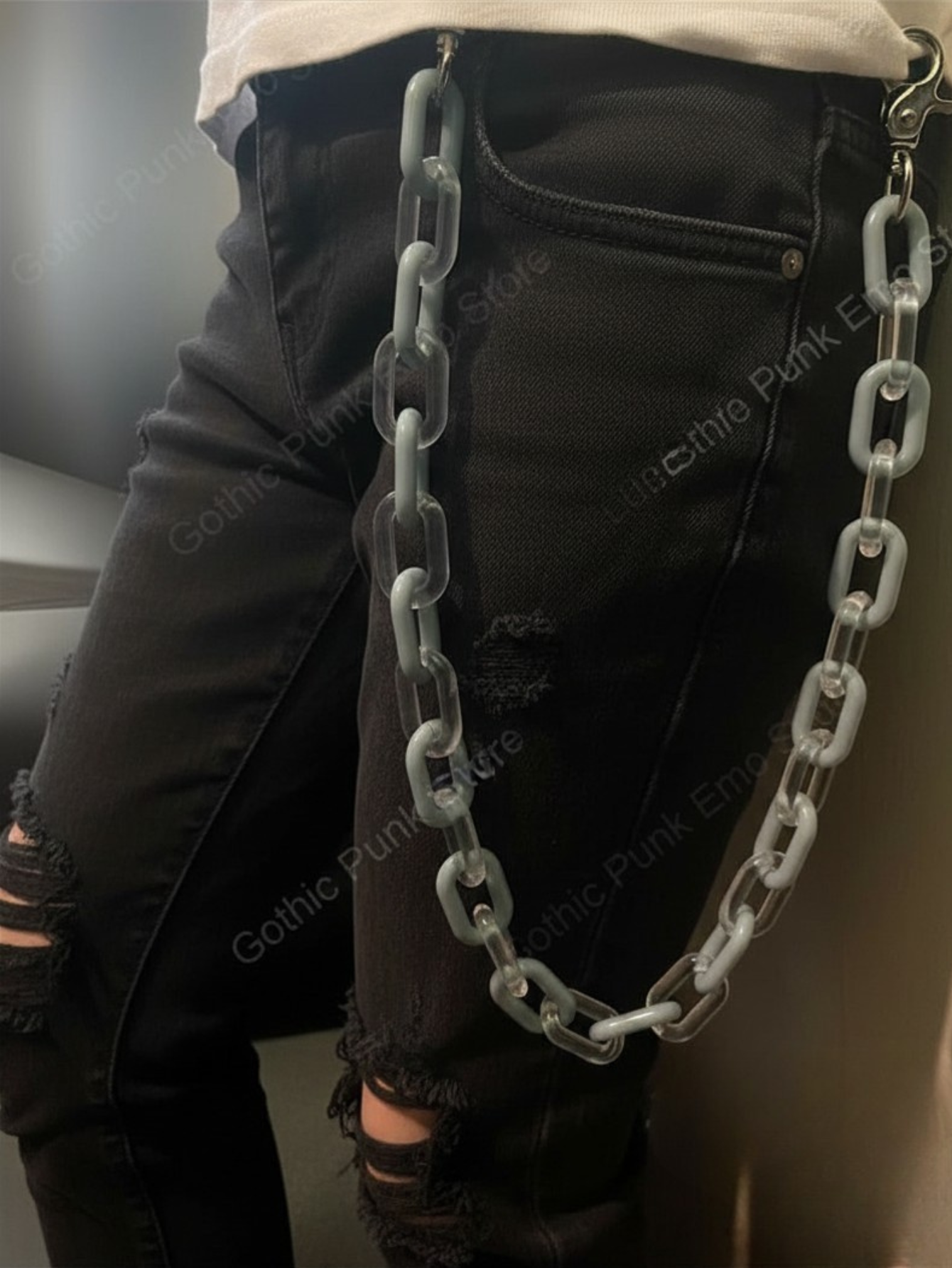 Blue Chunky Acrylic Pants Chain