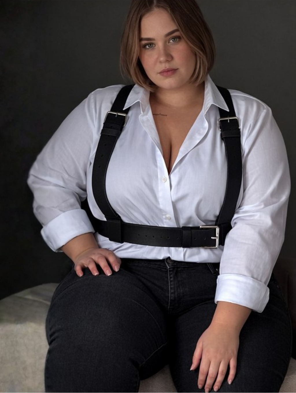 Plus Size Leather Suspenders