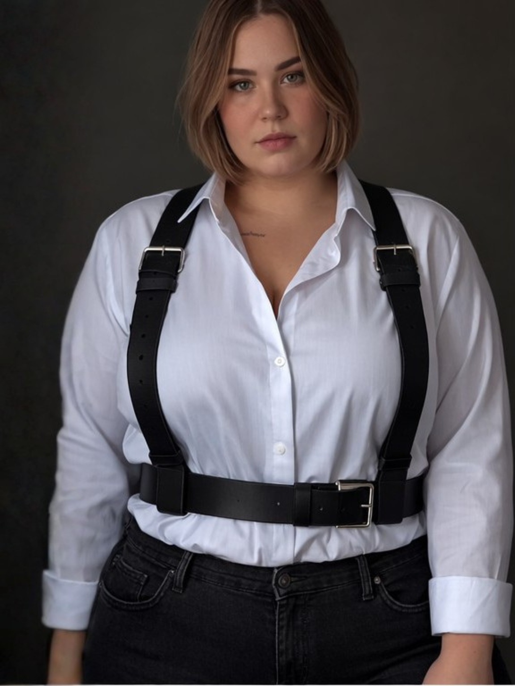 Plus Size Leather Suspenders