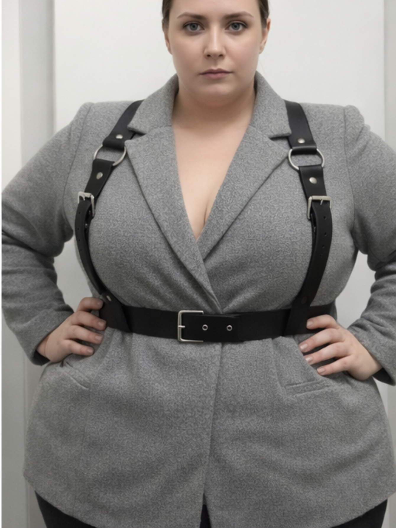 Plus Size Leather Suspenders