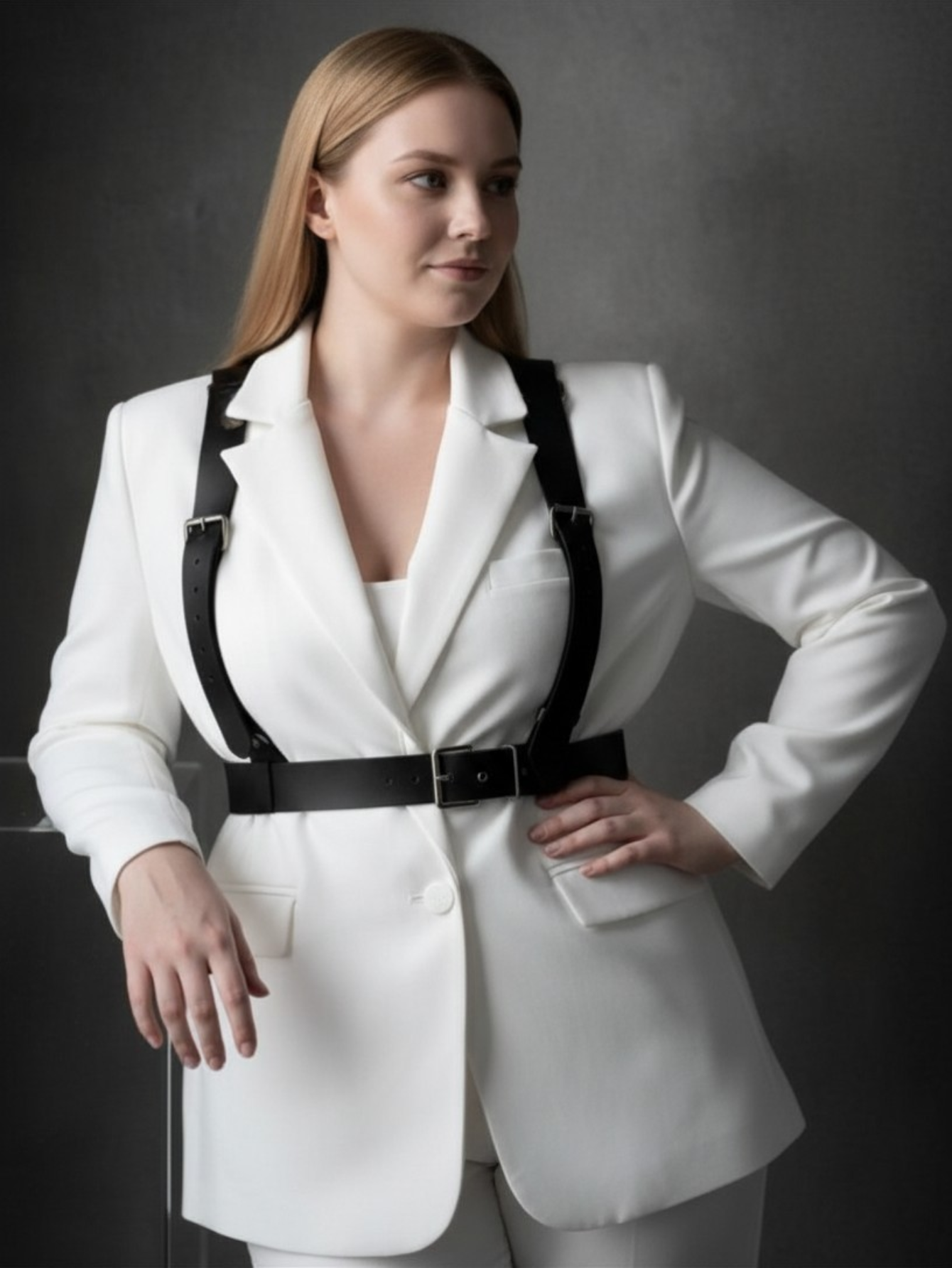 Plus Size Leather Suspenders