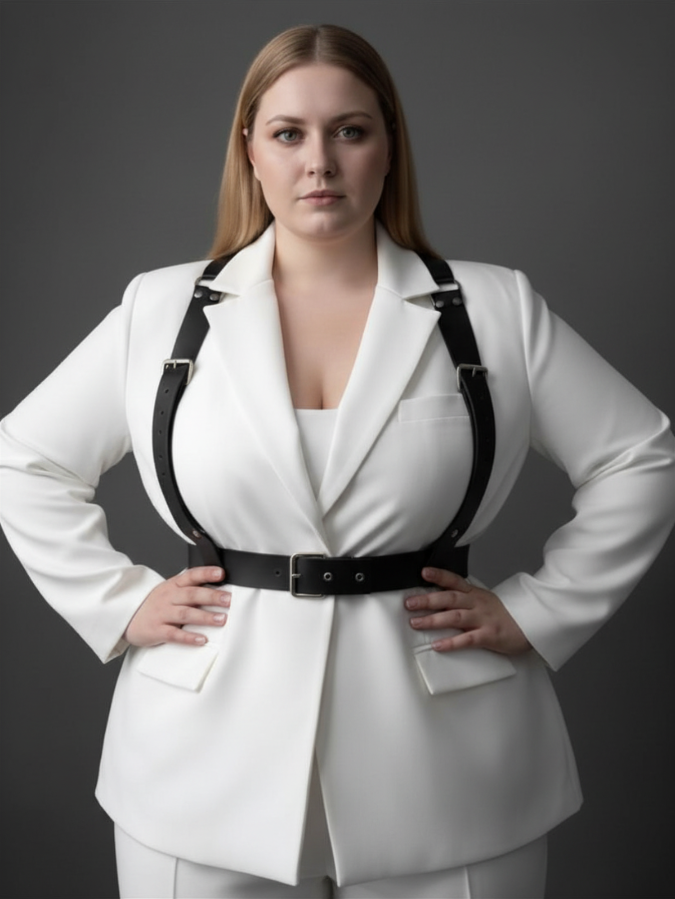 Plus Size Leather Suspenders