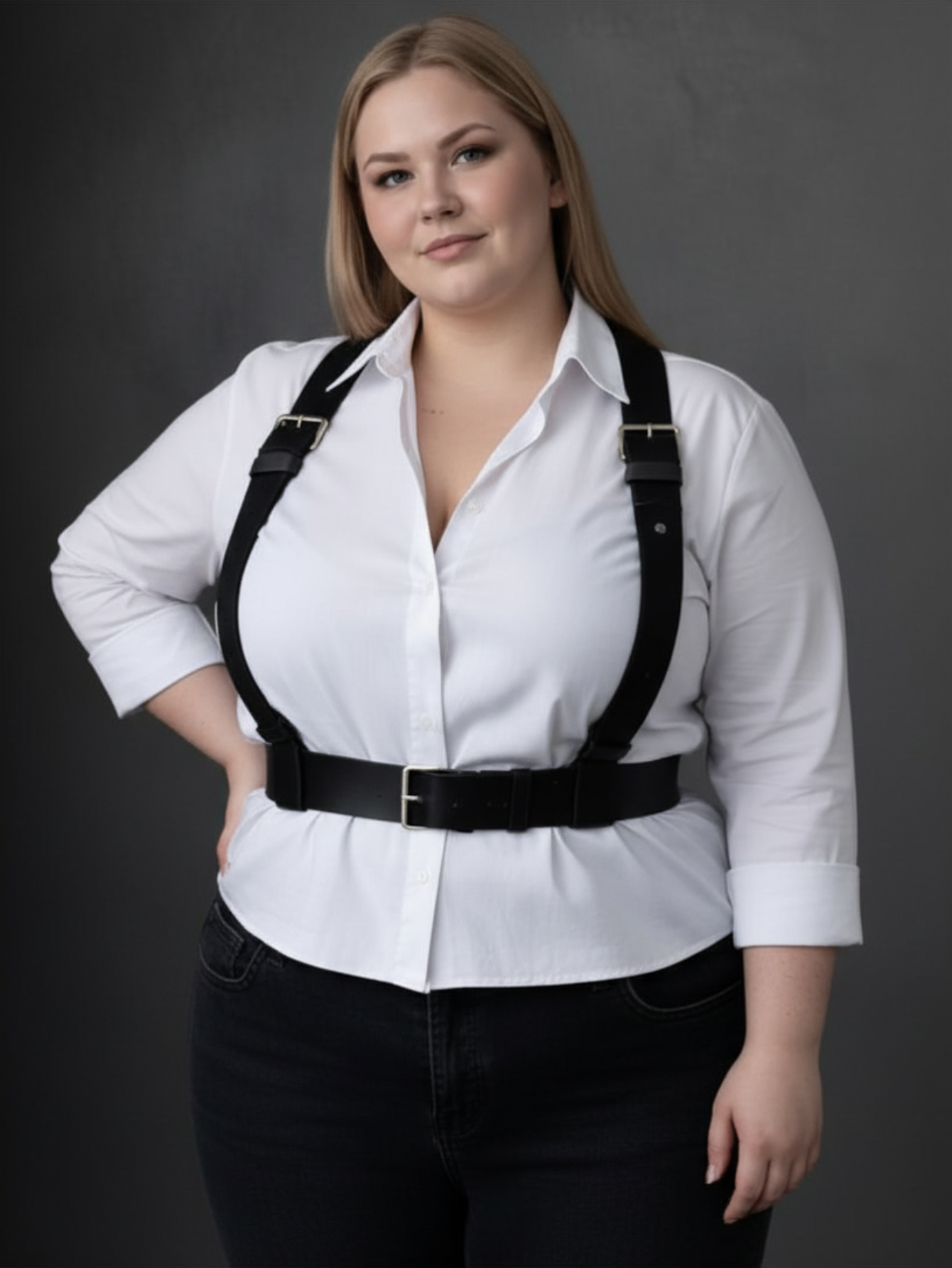 Plus Size Leather Suspenders
