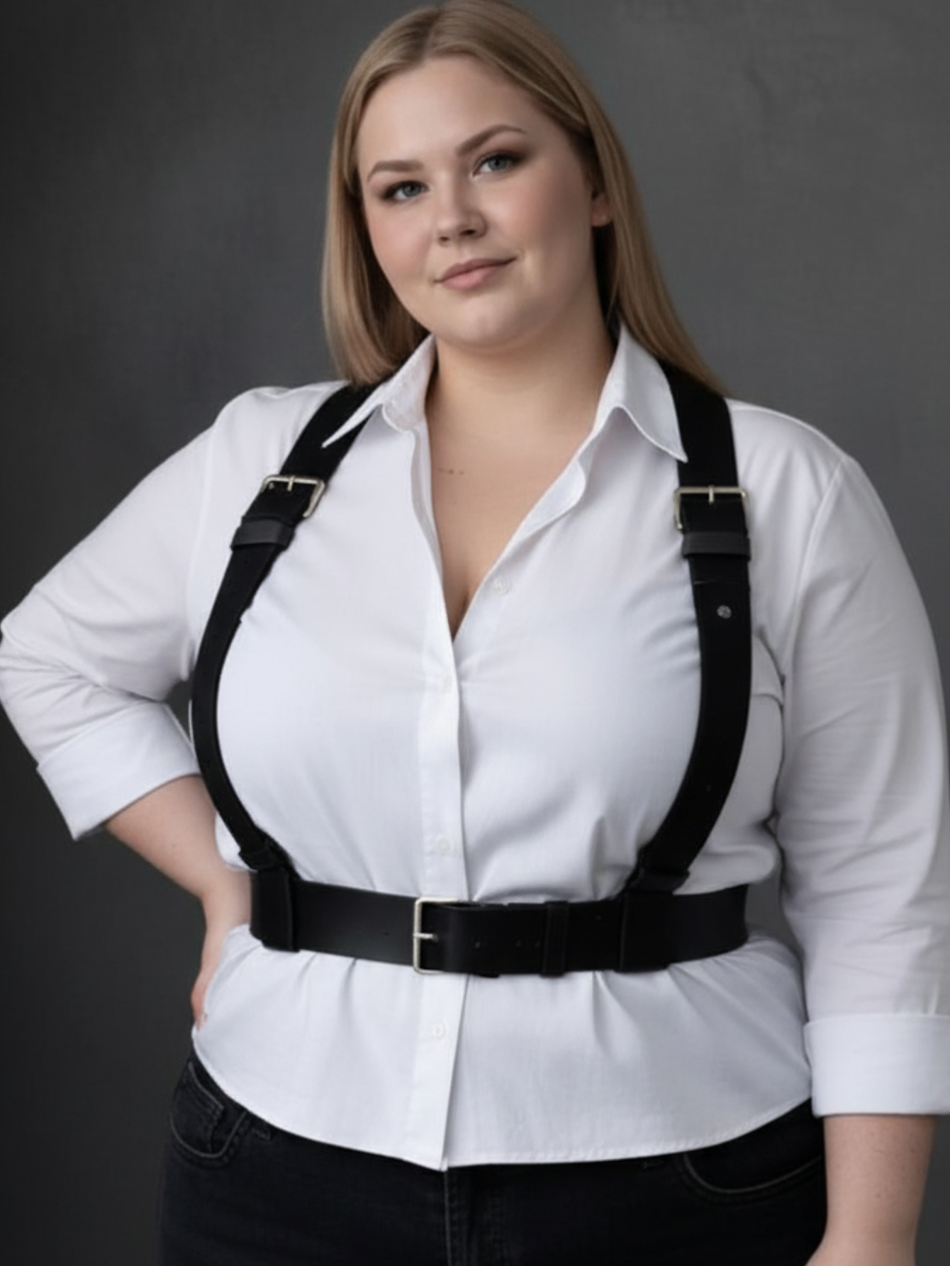 Plus Size Leather Suspenders
