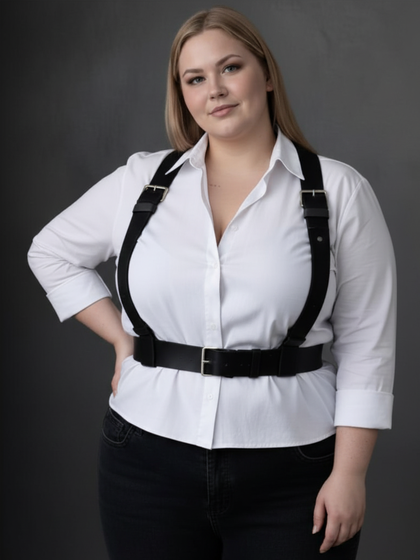 Plus Size Leather Suspenders
