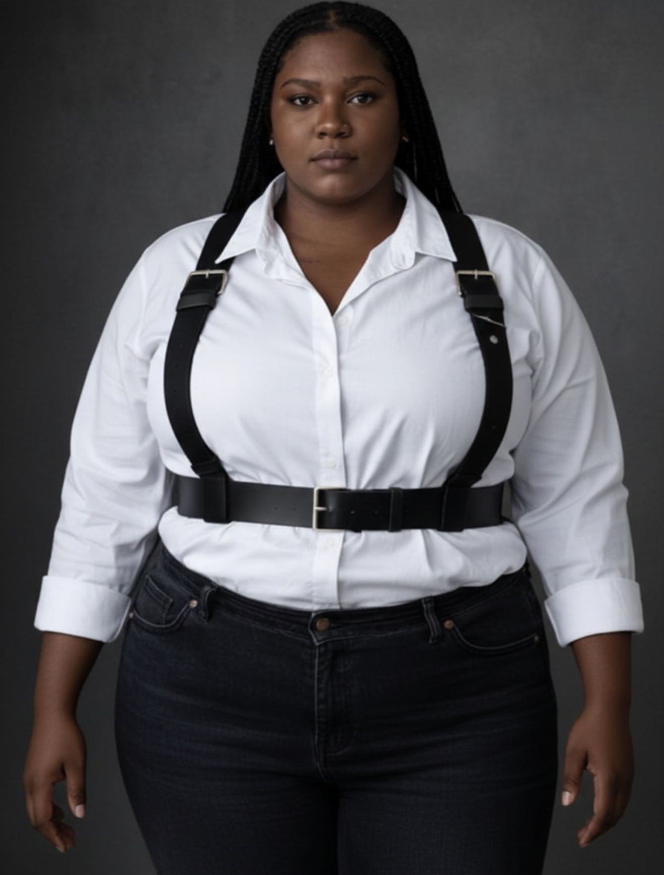 Plus Size Leather Suspenders