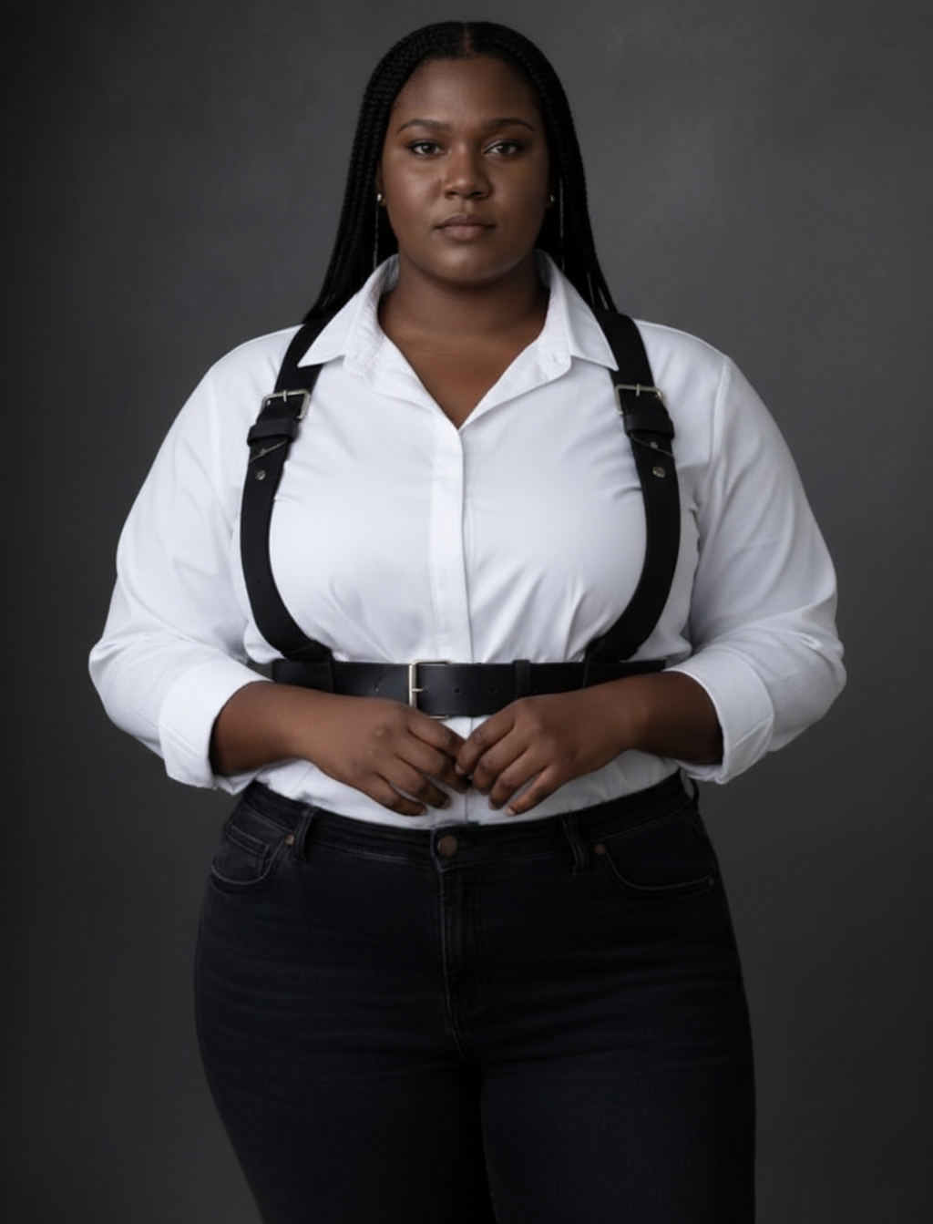 Plus Size Leather Suspenders