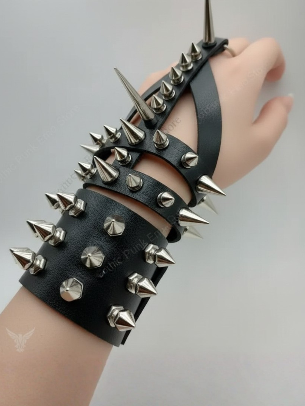 Gauntlet Punk Rock Spiked Bracelet Set