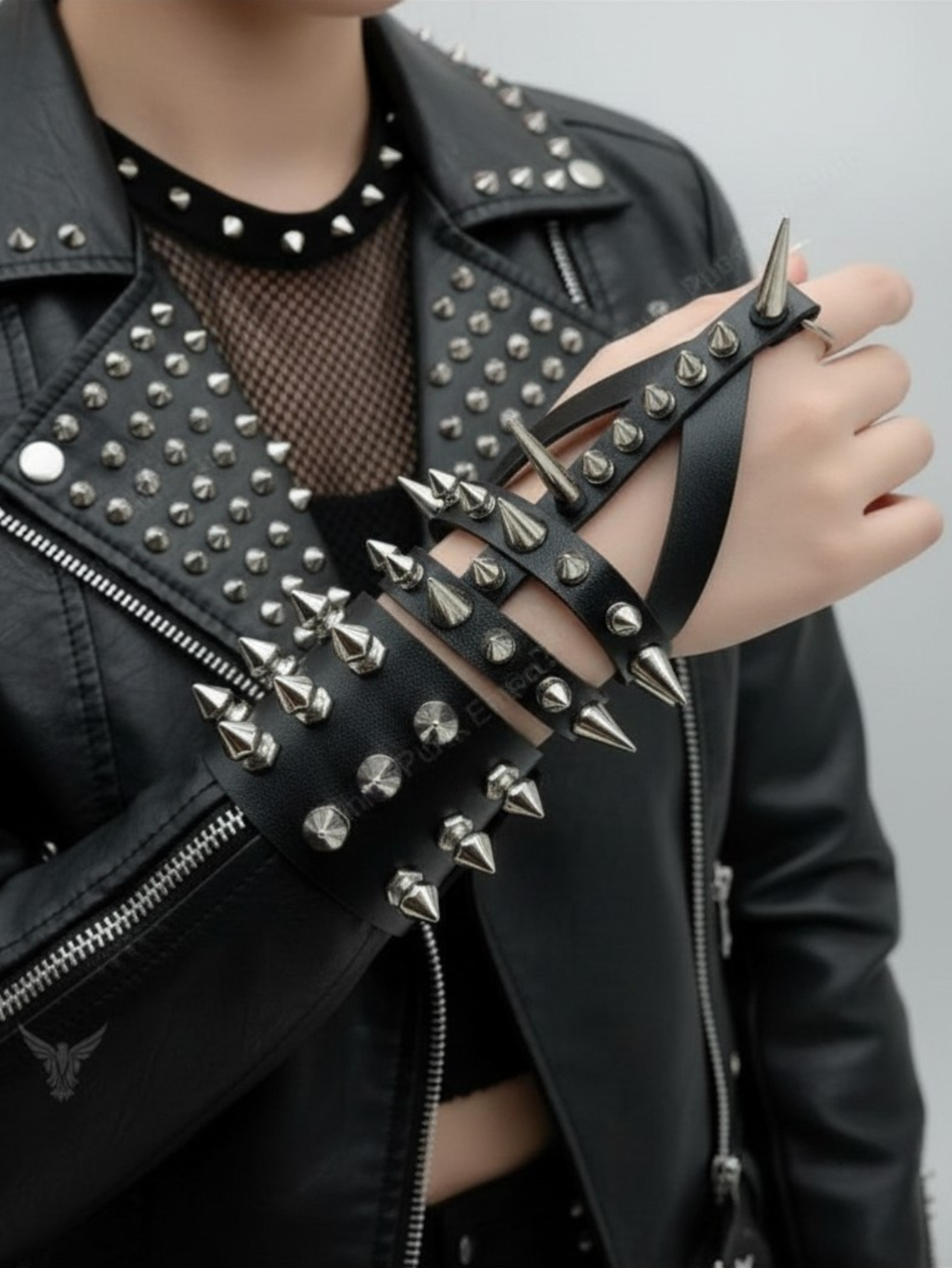 Gauntlet Punk Rock Spiked Bracelet Set