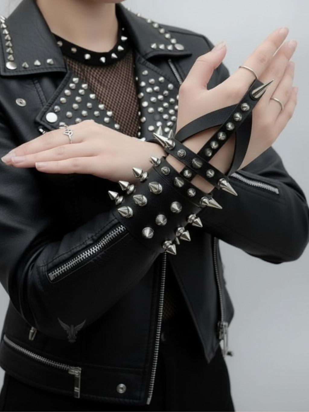 Gauntlet Punk Rock Spiked Bracelet Set
