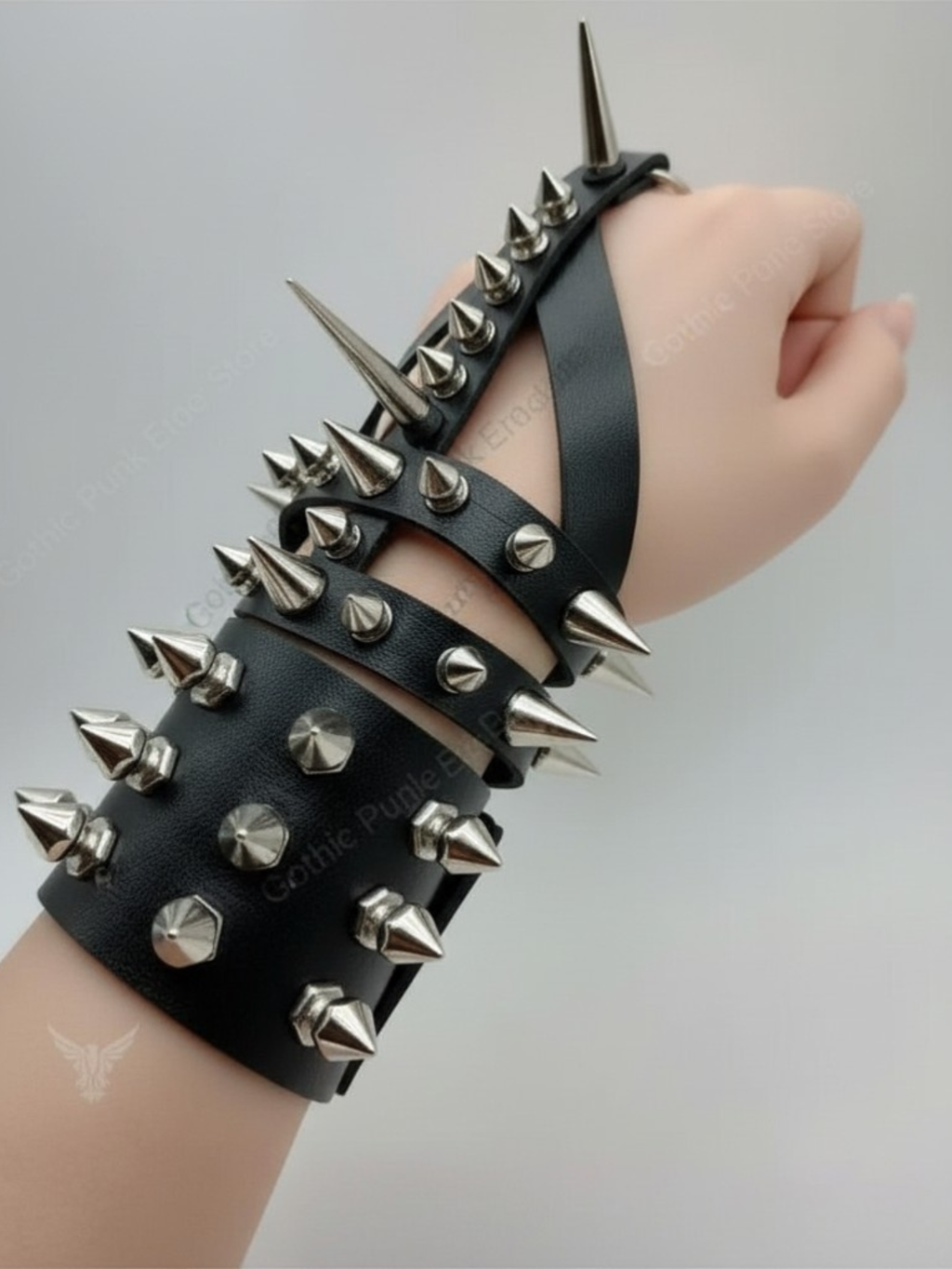 Gauntlet Punk Rock Spiked Bracelet Set