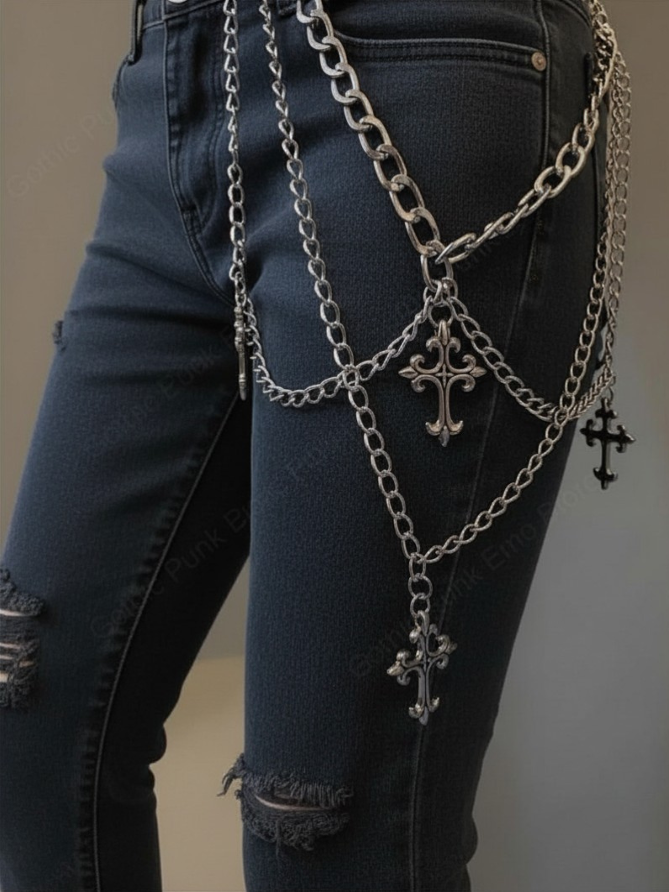 Layered Emo Punk Pants Necklace