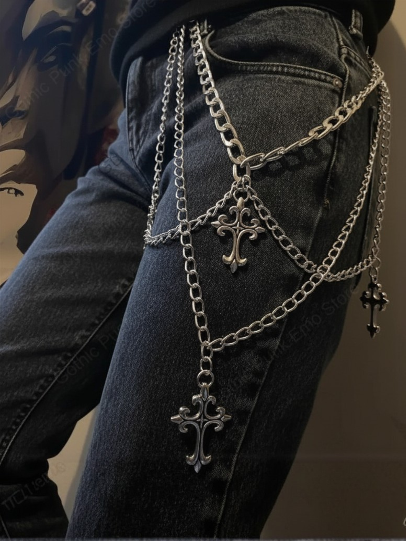 Layered Emo Punk Pants Necklace