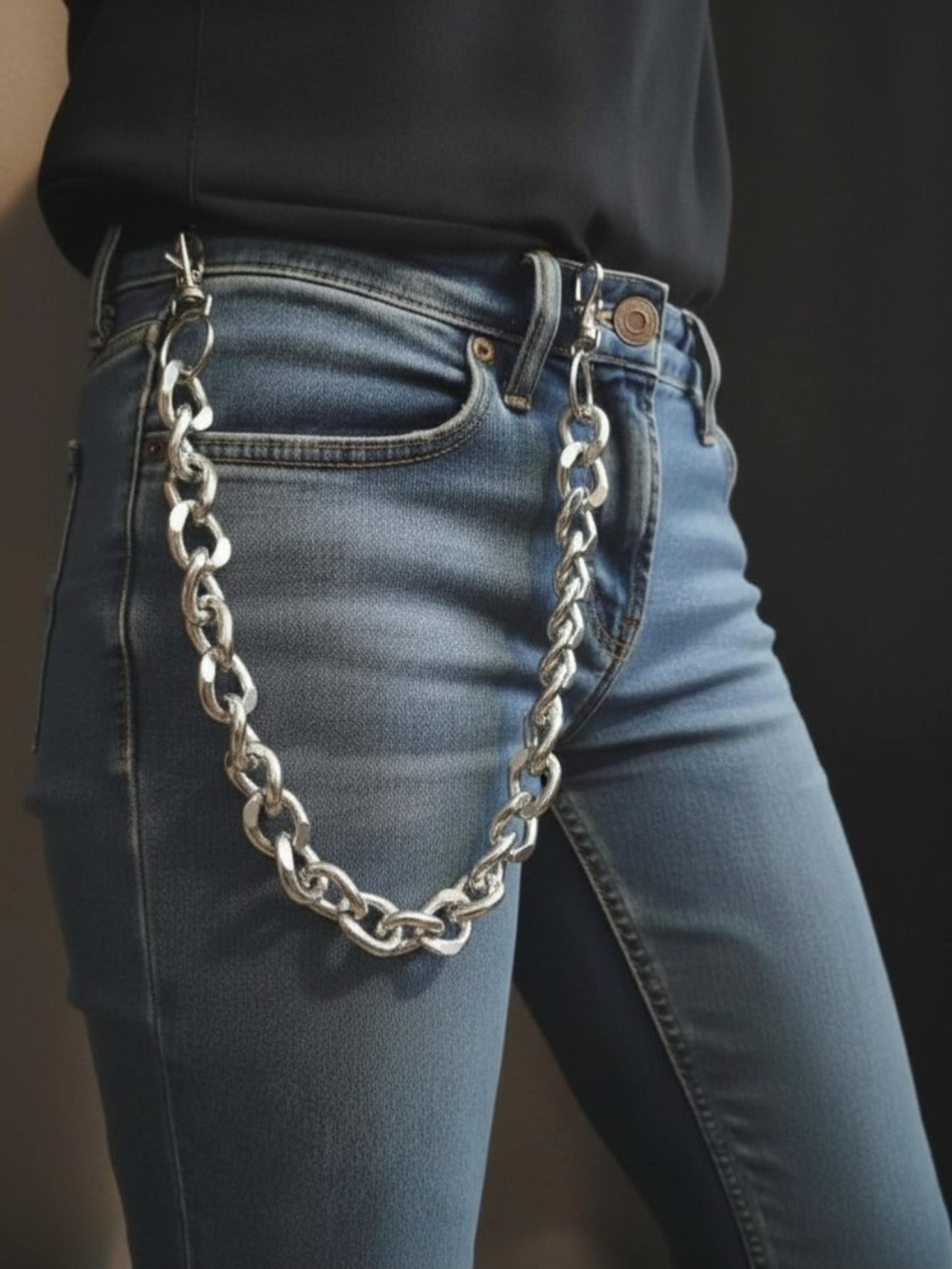 Chunky Silver Wallet Chain