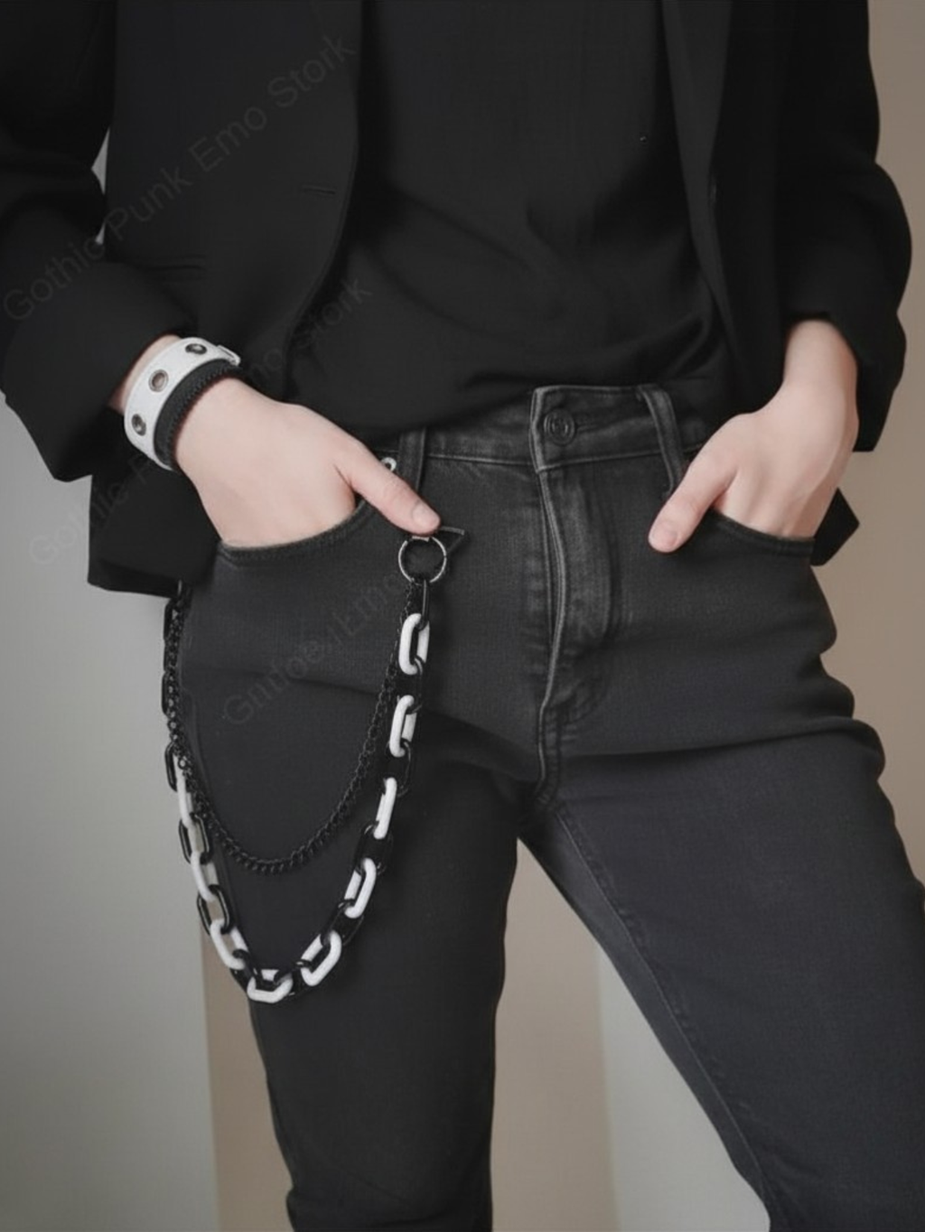 Black White Star Pants Chain