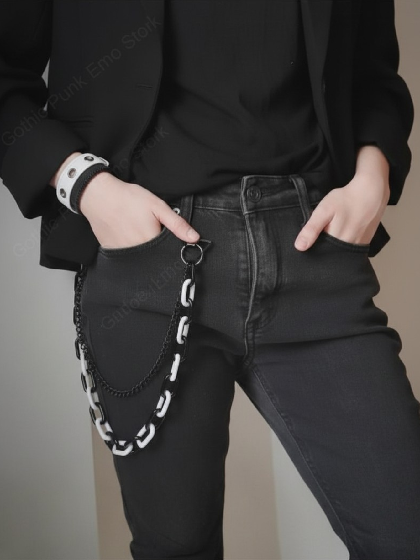 Black White Star Pants Chain