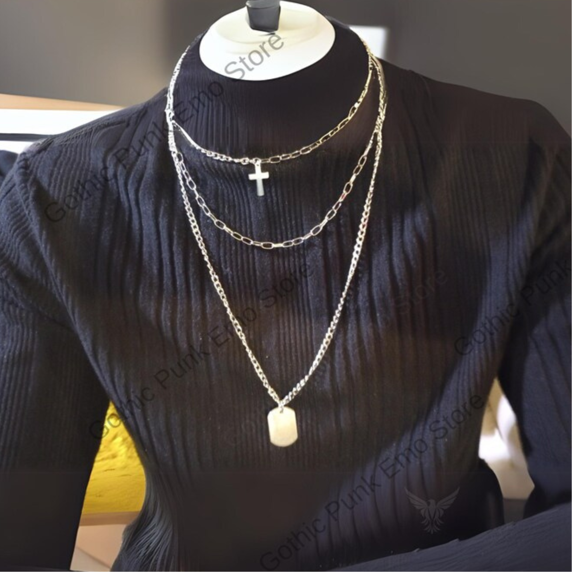 Cross 3Pcs Layer Necklace