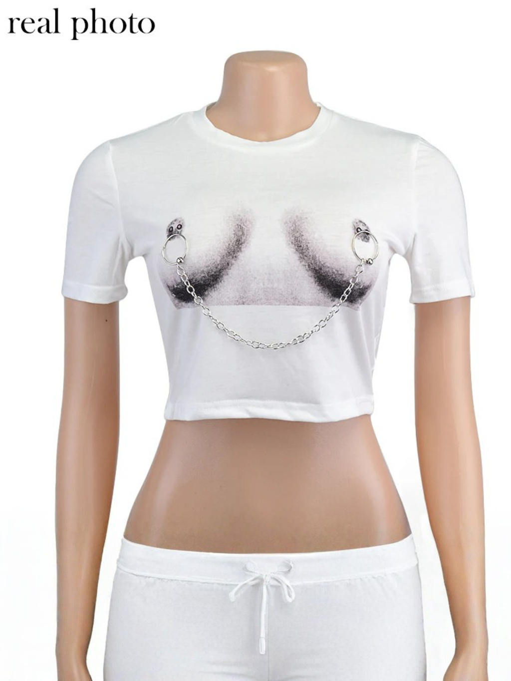 Pierced Chain Cropped Tee