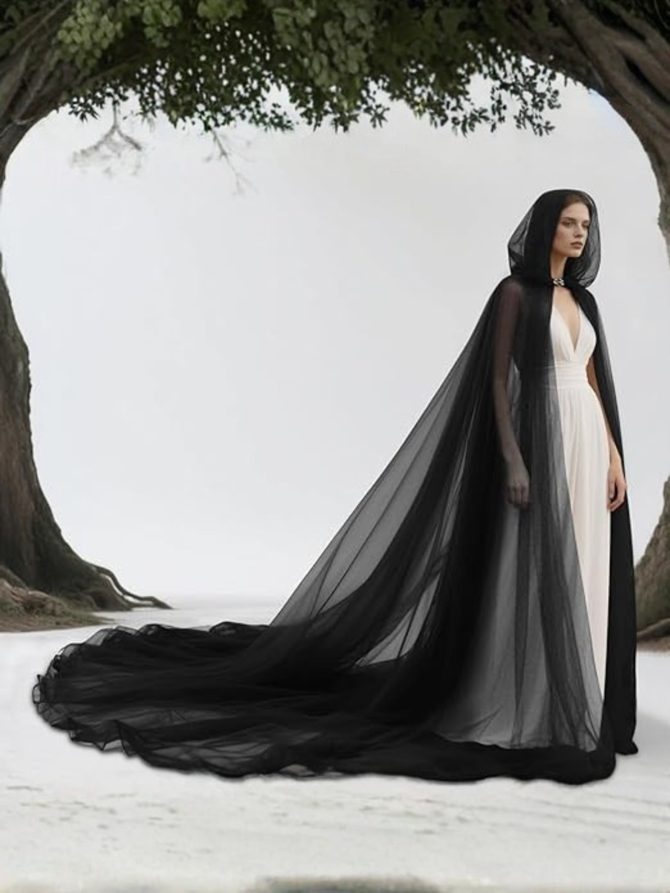 Sheer Cape Hoodie