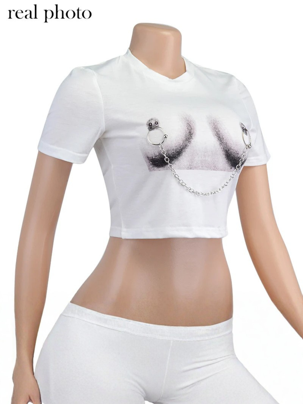 Pierced Chain Cropped Tee