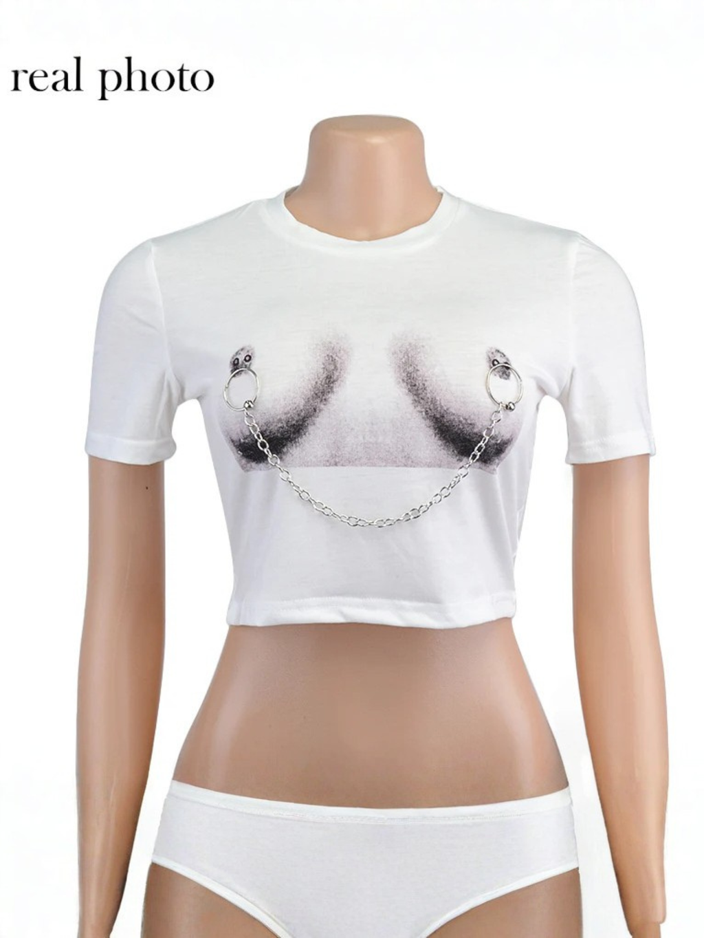 Pierced Chain Cropped Tee