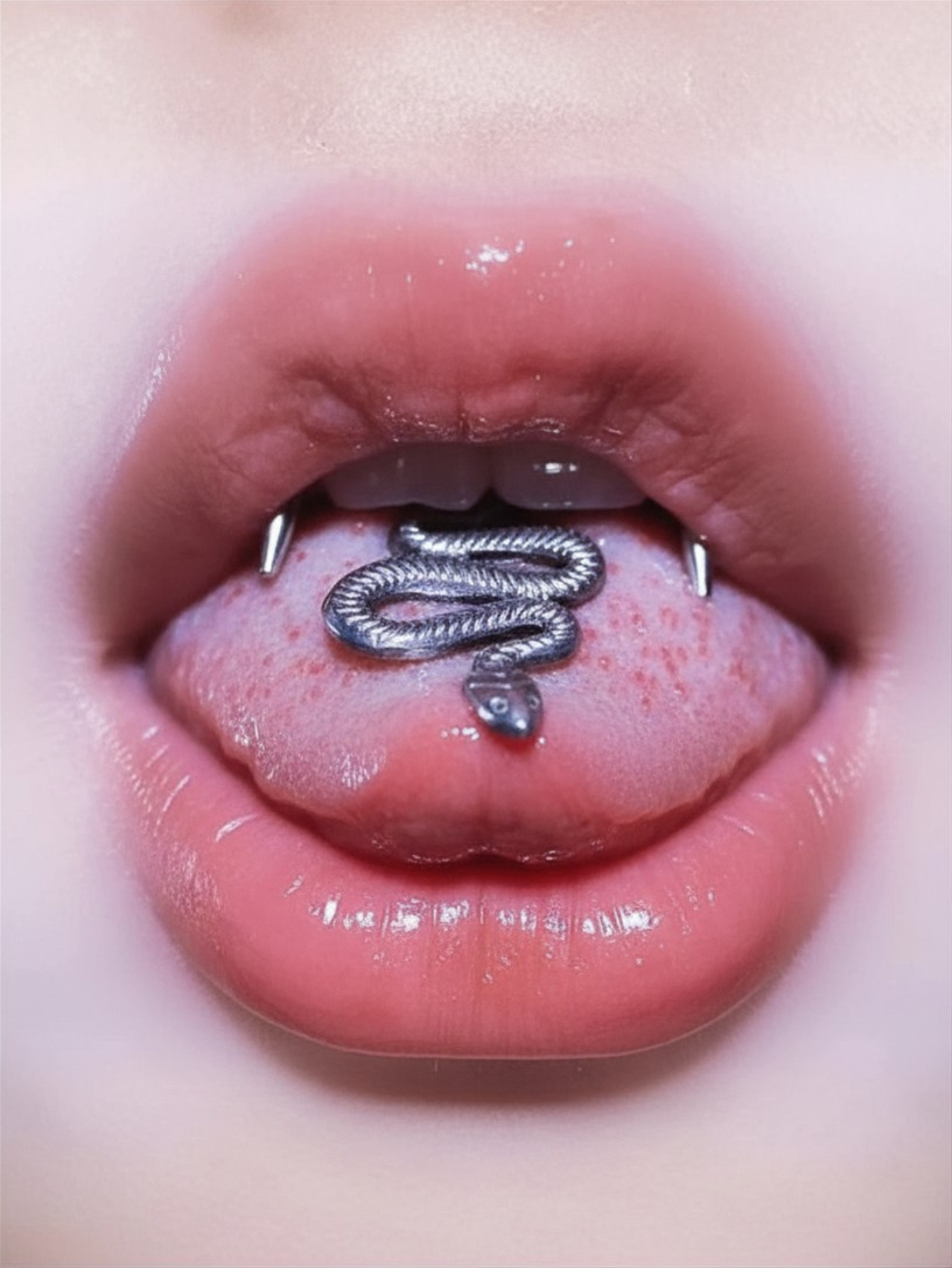 Snake Tongue Ring Stainless Steel