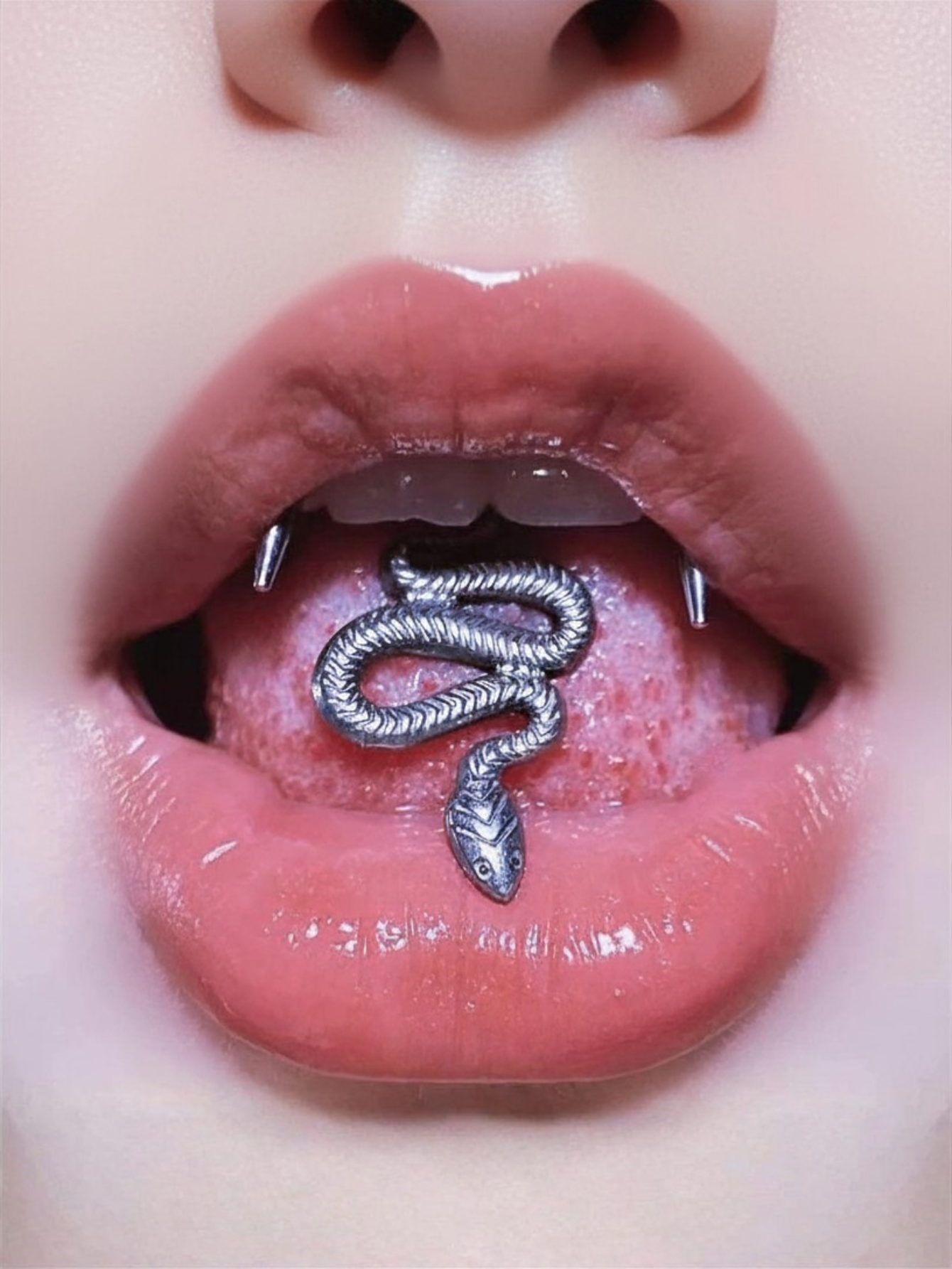 Snake Tongue Ring Stainless Steel