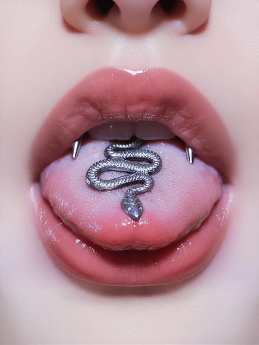 Snake Tongue Ring Stainless Steel