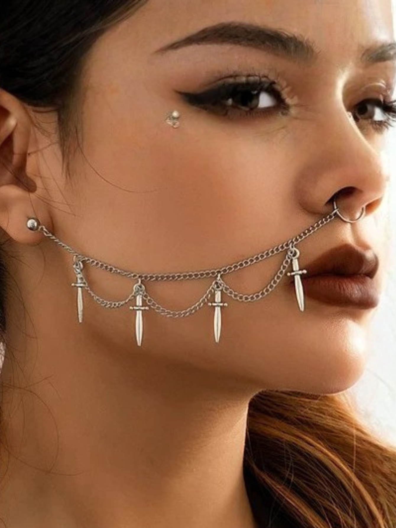 Lip Nose To Ear Chain Anime Cosplay Jewelry
