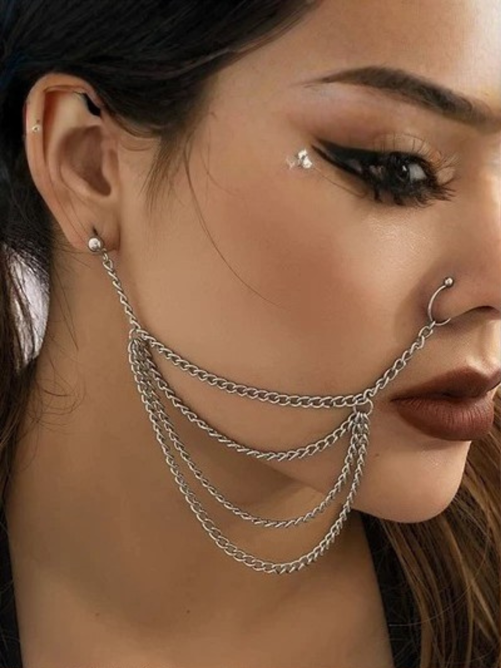 Lip Nose To Ear Chain Anime Cosplay Jewelry