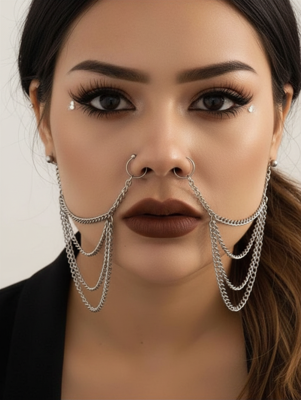 Lip Nose To Ear Chain Anime Cosplay Jewelry